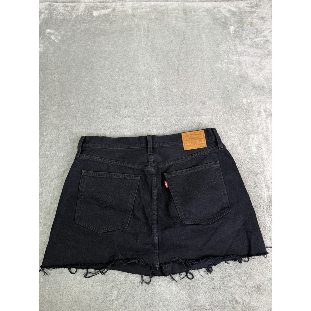 Levi's Denim Mini Skirt Women's Size 31 Black Button Fly - Picture 2 of 7
